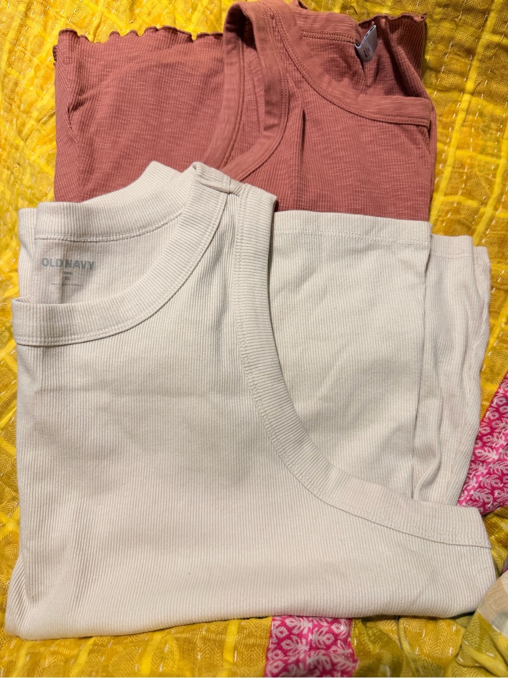Old Navy Women’s Ribbed Tank Tops in Cream and Dusty Rose